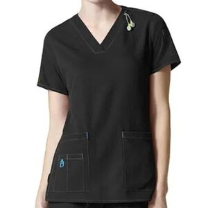 Carhartt Force Cross-Flex Modern Fit V-Neck Black Scrub Top